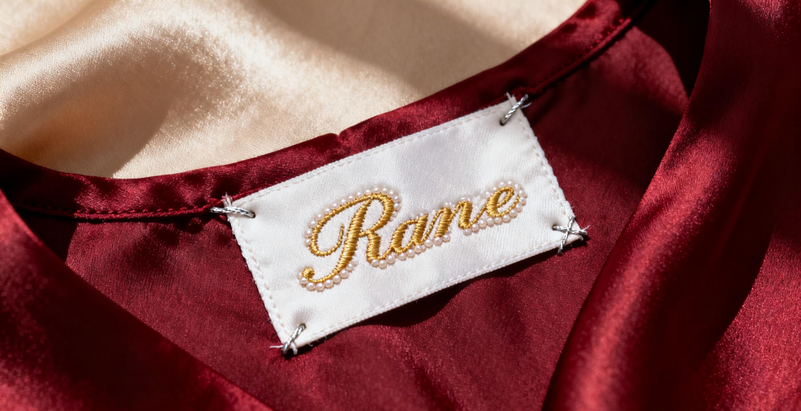 Silk garment labels showing premium texture.